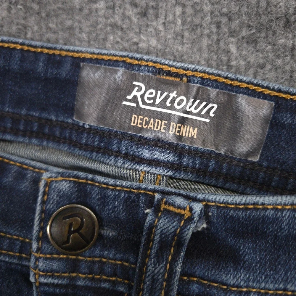 Revtown Jeans Mens 30X32 Blue Slim Taper 5 Pocket Stretch Dark Wash Denim Casual